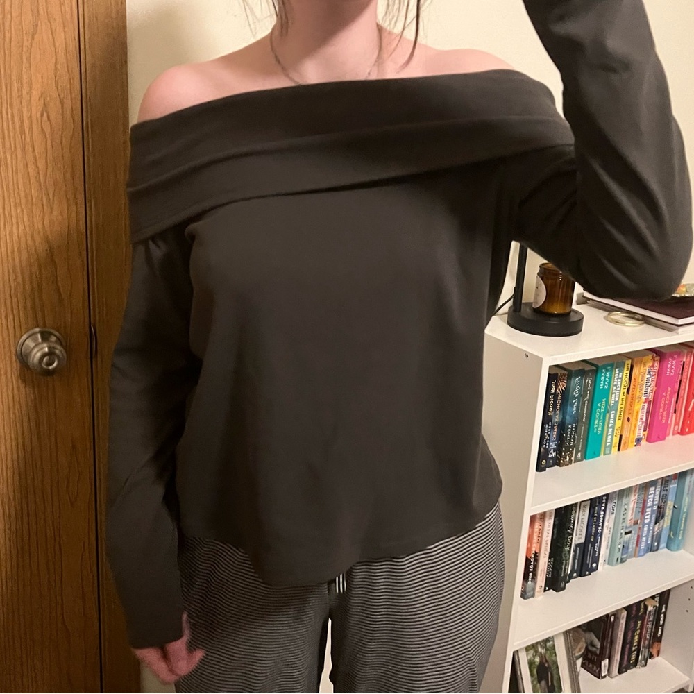 SHEIN Off-Shoulder Dark Gray Top